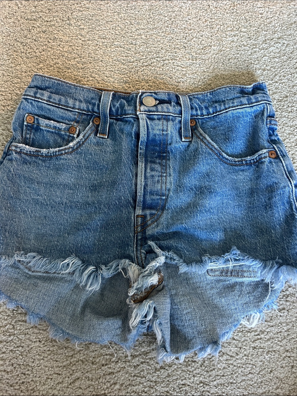Levi's Distressed Light Blue Denim Cutoff Shorts